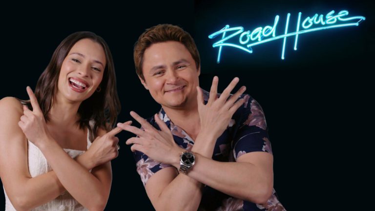 ‘Road House’ stars Daniela Melchior and Arturo Castro crack each other up playing ‘Say Action’ from Mashable